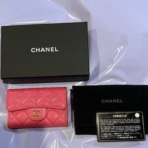 Chanel Pink Quilted Card Wallet